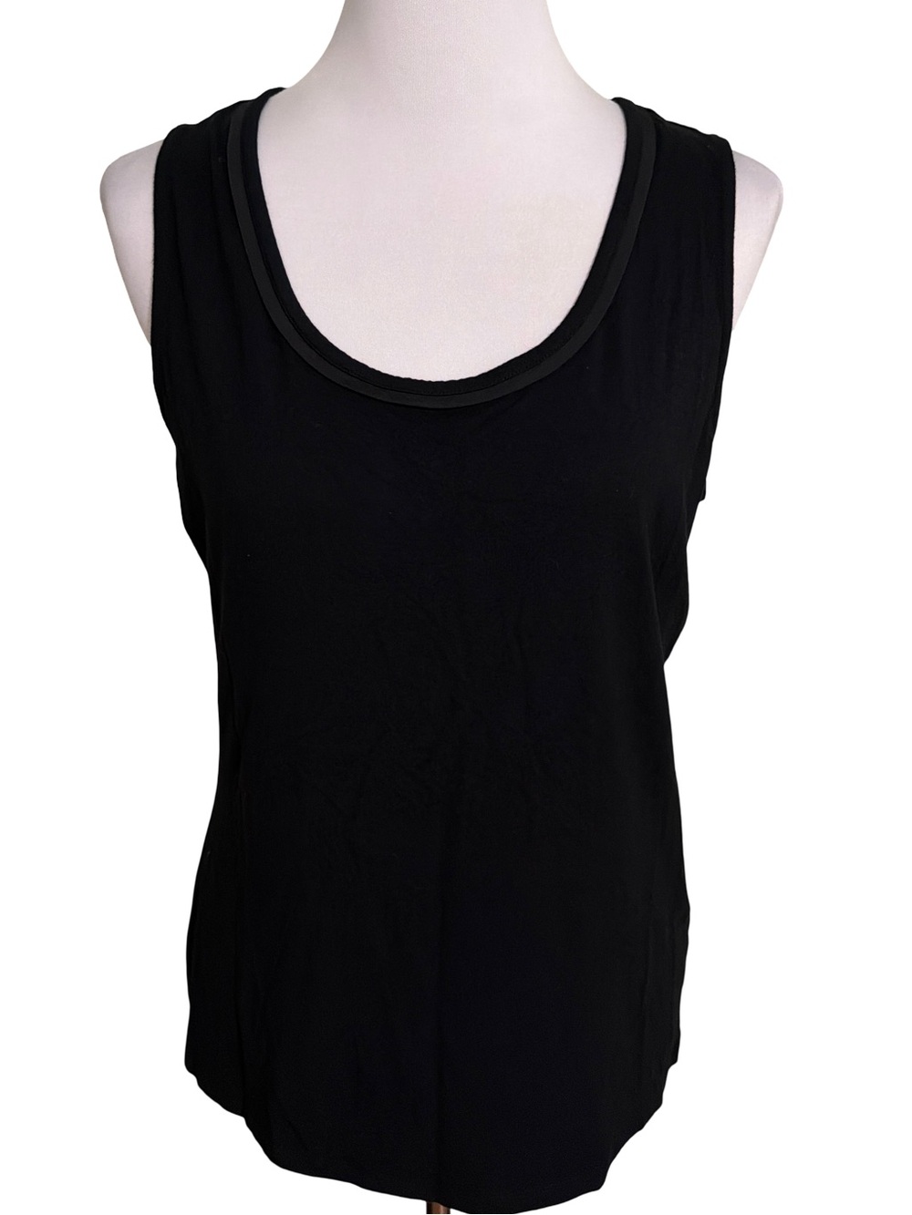 Talbots Black Scoop Neck Tank Double Trim